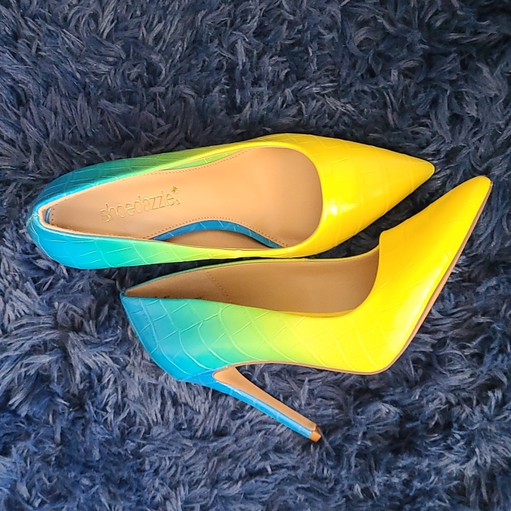 Multi color rainbow heels